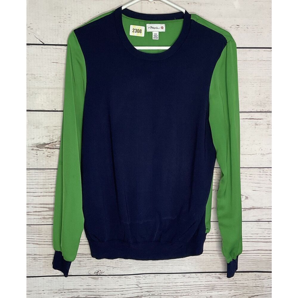 3.1 Phillip Lim‎ Women’s Medium Sweater ColorBlock Navy Green Round Neck Top